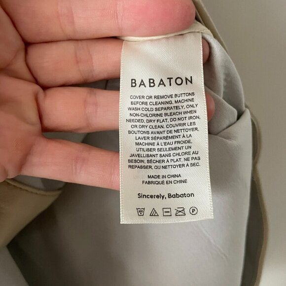 Babaton Ava Vegan Leather Button Front Long Sleeve Collared Jacket Cream Medium - Picture 9 of 10